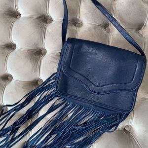Navy BCBG Fringed Cross Body